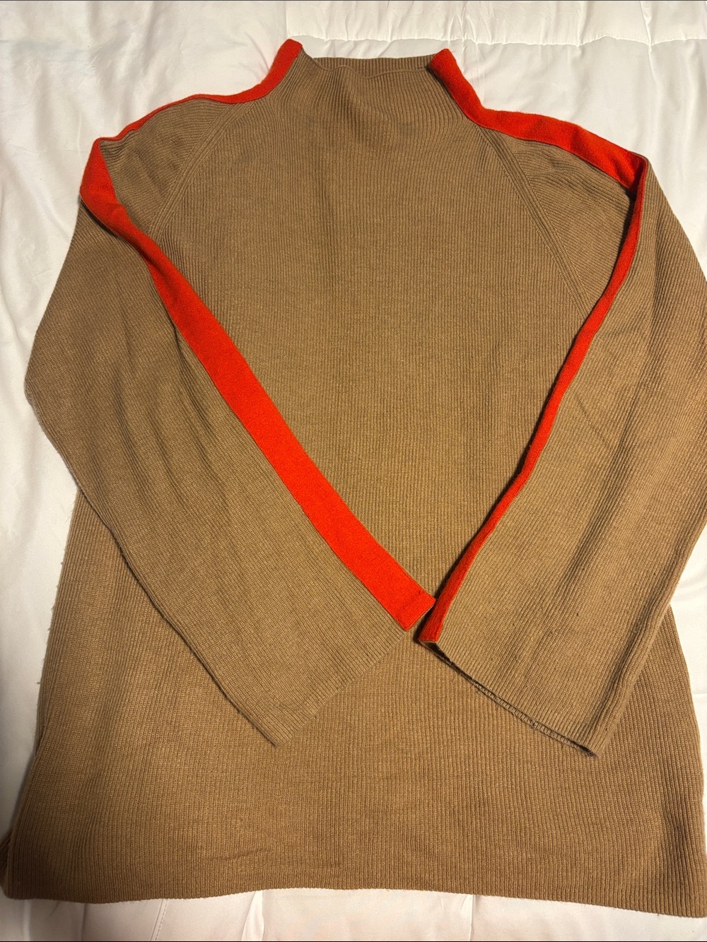 Trouve ribbed Mock neck color block striped sweater
